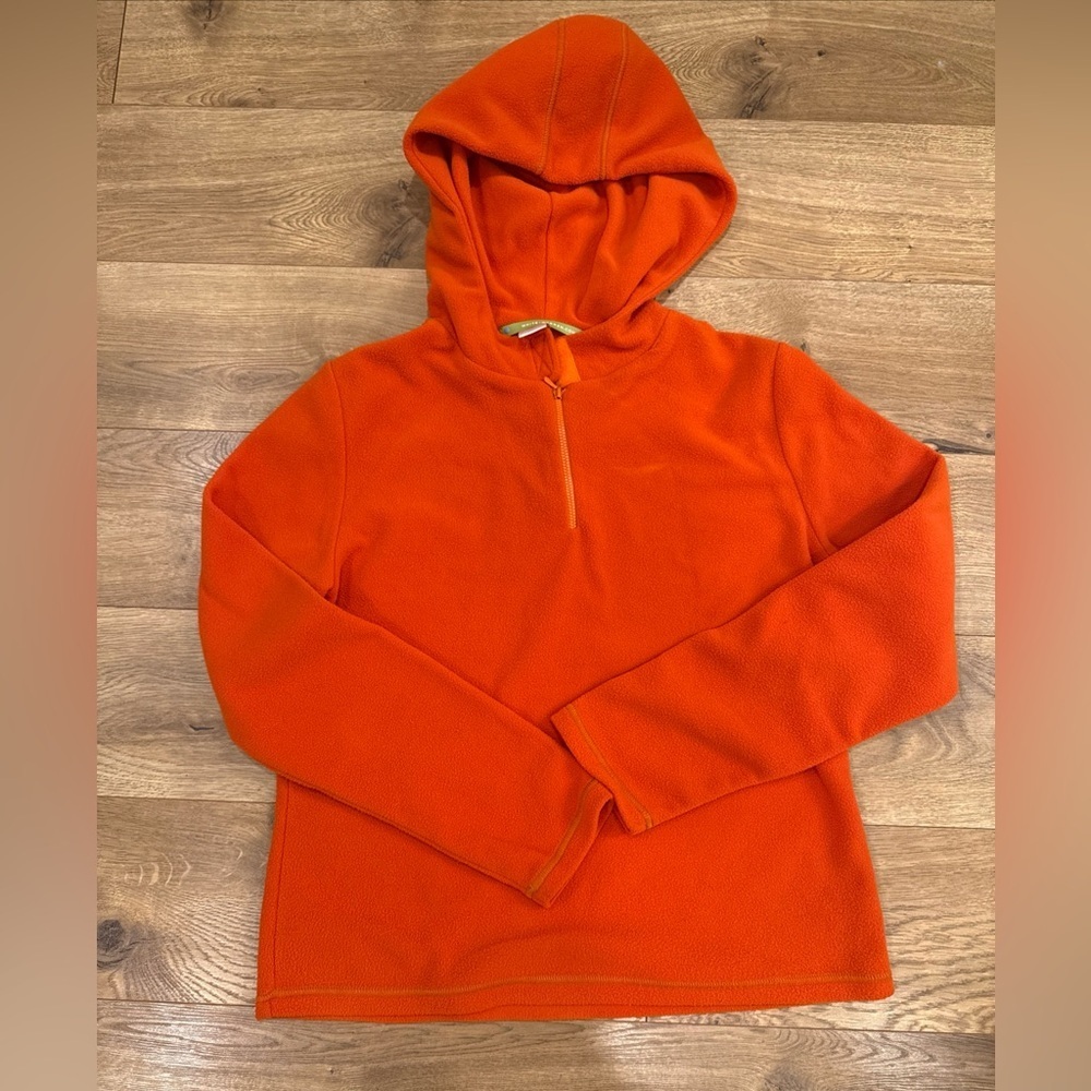 White+Warren Comfort Women’s Quarter Zip Fleece Hooded Made In Italy Large